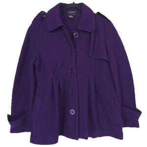 SANDRO PETITE Women's MEDIUM Pea Coat 100% WOOL Purple